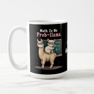 Matematik är ingen prob-llama-Roligt och Cute Math Kaffemugg