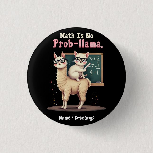 Matematik är ingen prob-llama-Roligt och Cute Math Knapp (Framsida)