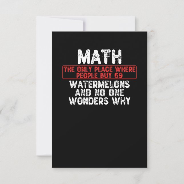 Matematik. Den enda Ställe där människor köper 69  Tack Kort (Framsida)