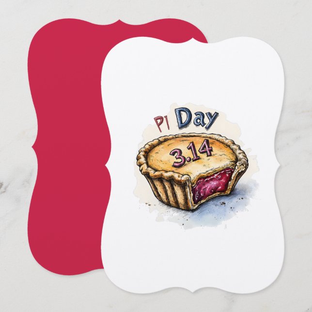 Matematik: Dessert: Roligt Pi Day Firande Inbjudningar (Fram/baksida)