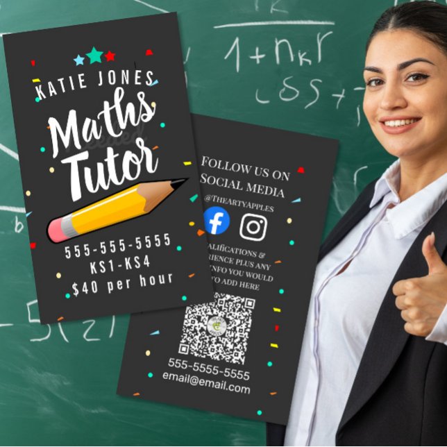 matematik engelsk lärare hemundervisning tentor pe visitkort (Skapare uppladdad)
