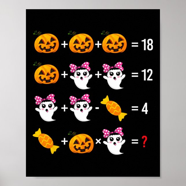 Matematik för Ghost-matematik Halloween Cute Spook Poster (Framsidan)