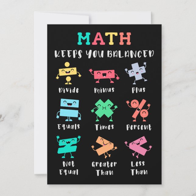 Matematik håller dig balanserad inbjudningar (Framsida)
