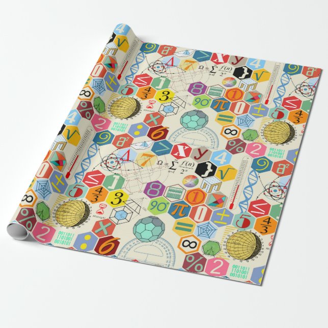 matematik i färg presentpapper (Utrullad)