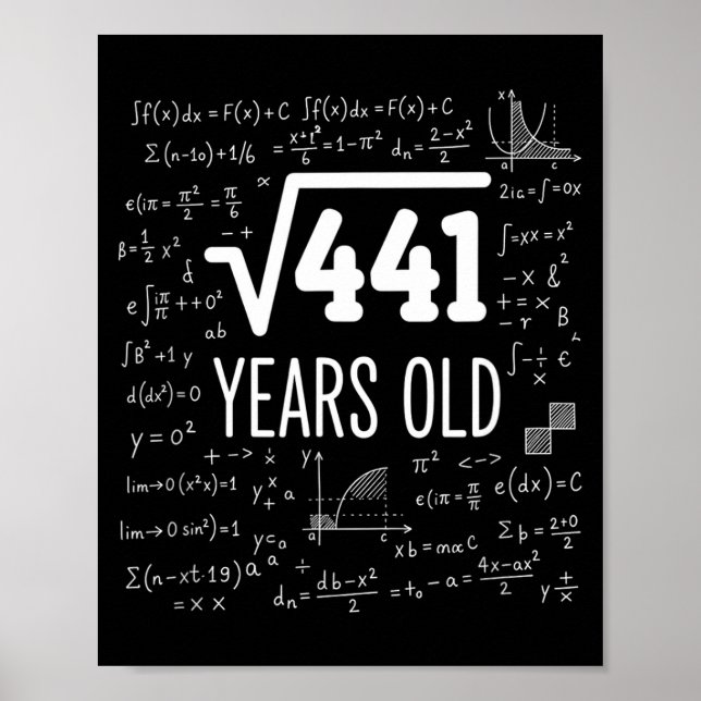 Matematik Kvadratrot 441 år gammal, smart matemati Poster (Framsidan)