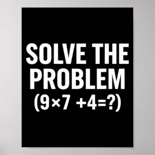Matematik Lös Problemet (9x7+4=_) Rolig Matematik Poster