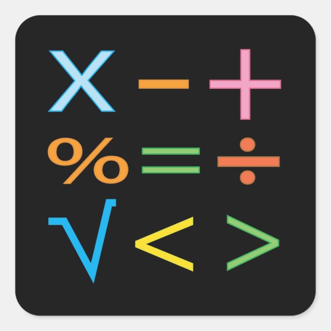 Matematik Math Symbol Math Fyrkantigt Klistermärke (Framsida)