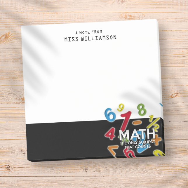 Matematik Personligt Namn Lärare Student Post-it Block (Math Personalized Name Teacher Student Post-it Notes)