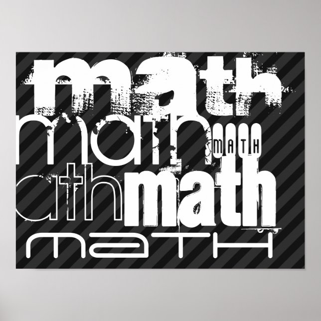 Matematik; Svart och Mörk Grått Rand Poster (Framsidan)