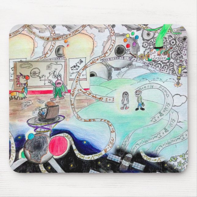 Matematik tecknad humor - student, lärare, gurka musmatta (Framsidan)