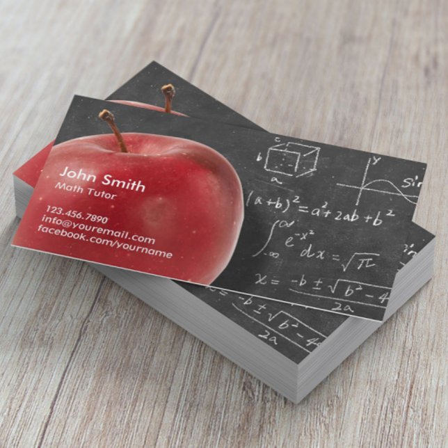 Matematikbricka, Professionell Red Apple & Chalkbo Visitkort (Skapare uppladdad)