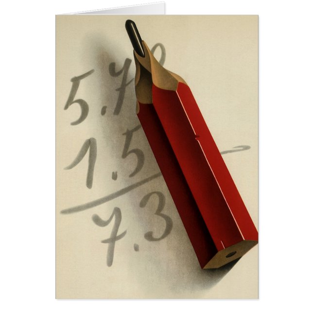 Matematikekvation med röd penna, Vintage affärsidé Hälsningskort (Framsidan)