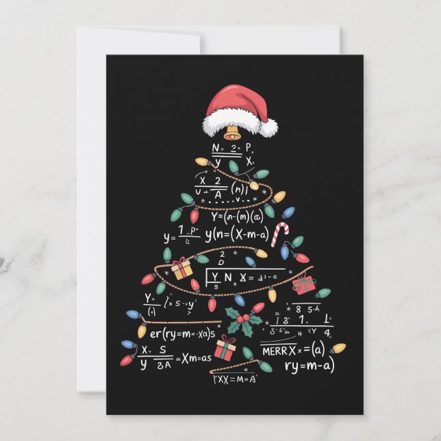 Matematikekvationer Julgran Xmas Högtid Lärare Julkort (Framsida)
