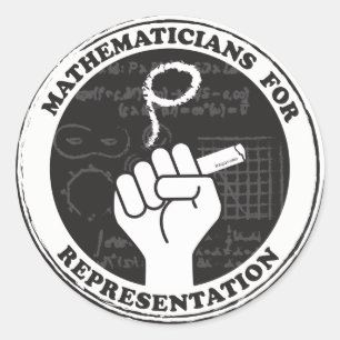 Matematiker för representationsmärken runt klistermärke