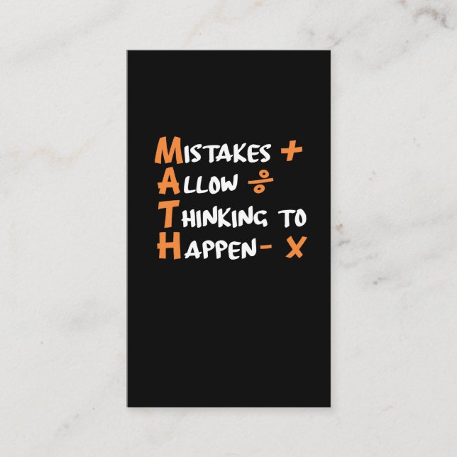 Matematiker Lärare Algebra Geometri Visitkort (Framsida)