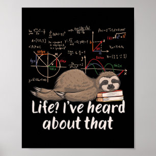 Matematiker Sloth Tecknad Math Funny Math Poster