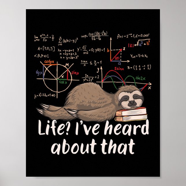 Matematiker Sloth Tecknad Math Funny Math Poster (Framsidan)