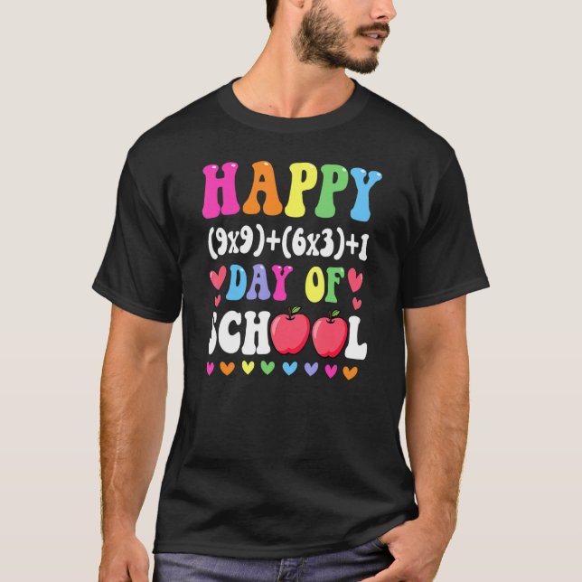 Matematikformeln Lycklig 100 skoldagar 100 dagar M T Shirt (Framsida)