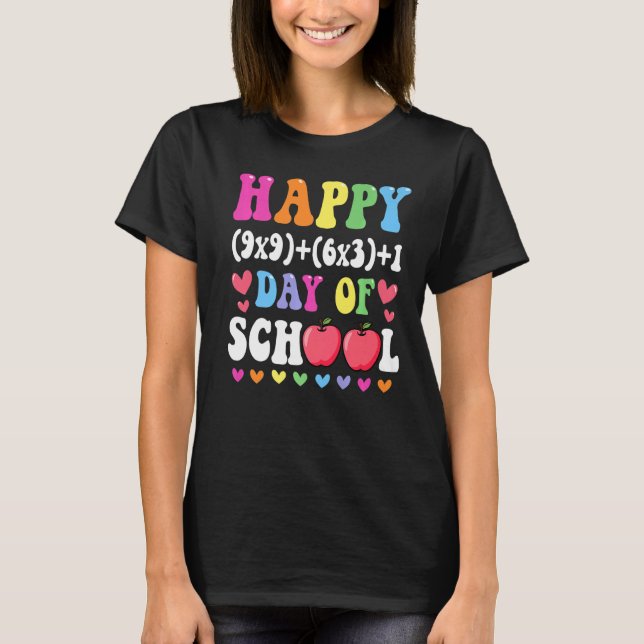Matematikformeln Lycklig 100 skoldagar 100 dagar M T Shirt (Framsida)