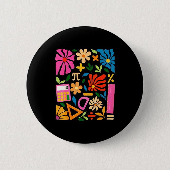Matematiklärare Matematik Pi-dagen Boho Blommig Ba Knapp (Framsida)