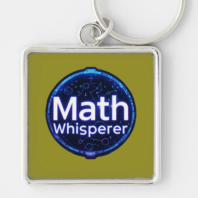 Matematiklärare Math Whisperer Fyrkantig Silverfärgad Nyckelring (Framsidan)