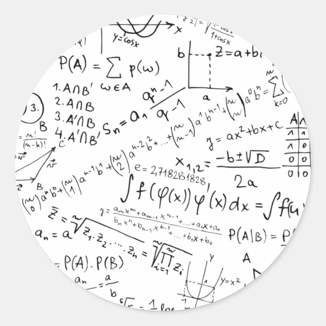 Matematikproblem som löser Mönster Runt Klistermärke (Framsida)