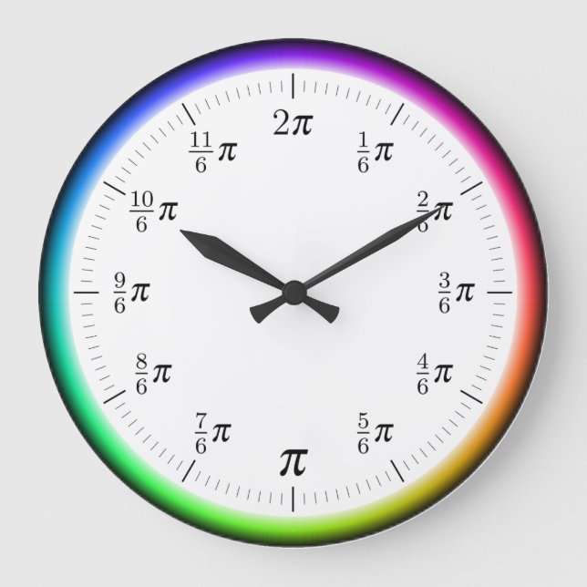 Matematisk π-väggklocka med regnbågskrets stor klocka (Framsida)