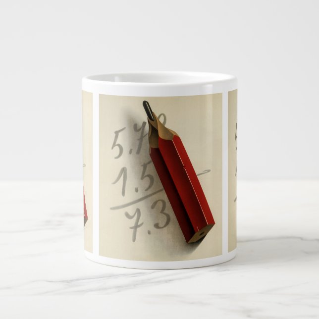 Matematisk ekvation med rött blyertspenna, Vintage Jumbo Mugg (Framsidan)