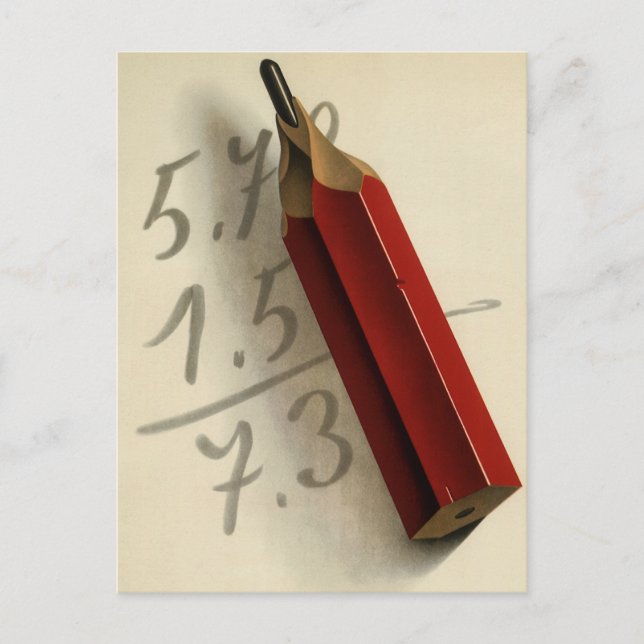 Matematisk ekvation med rött blyertspenna, Vintage Vykort (Framsida)