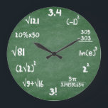Matematisk Grönt Slate Mathematics Wall Clock Stor Klocka<br><div class="desc">Mörkare skugga av grönt av matematikekvationsklocka. Besök vår affär om du vill ha fler variationer i storlek och färg.</div>