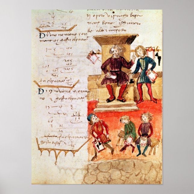 Matematisk Lesson, från matematisk treatise Poster (Framsidan)