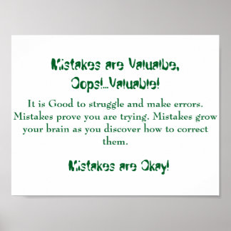 Matematisk Mindsets Poster-Mistakes är Bra Poster