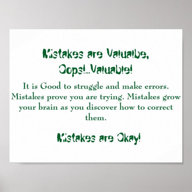 Matematisk Mindsets Poster-Mistakes är Bra Poster (Framsidan)