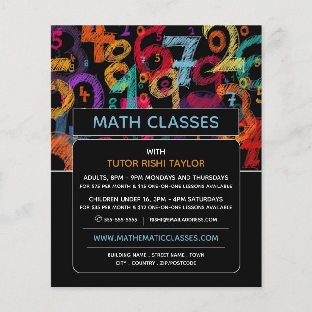 Matematisk nummerdesign, Matematisk klassreklam Flygblad (Framsidan)
