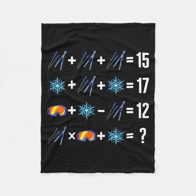 Matematisk operationsordning skidåkning snöflingor fleecefilt (Framsidan)