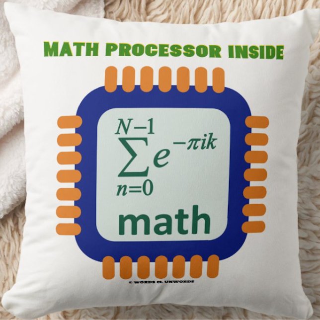 Matematisk processor för in-semiconductor Chip ekv Kudde (Throw pillow for semiconductor/math/programmer people featuring the saying "Math Processor Inside")