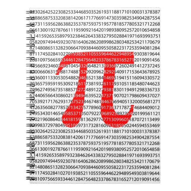 Matematisk symbol med ursprungligt rött nummer pi  anteckningsbok (Framsidan)