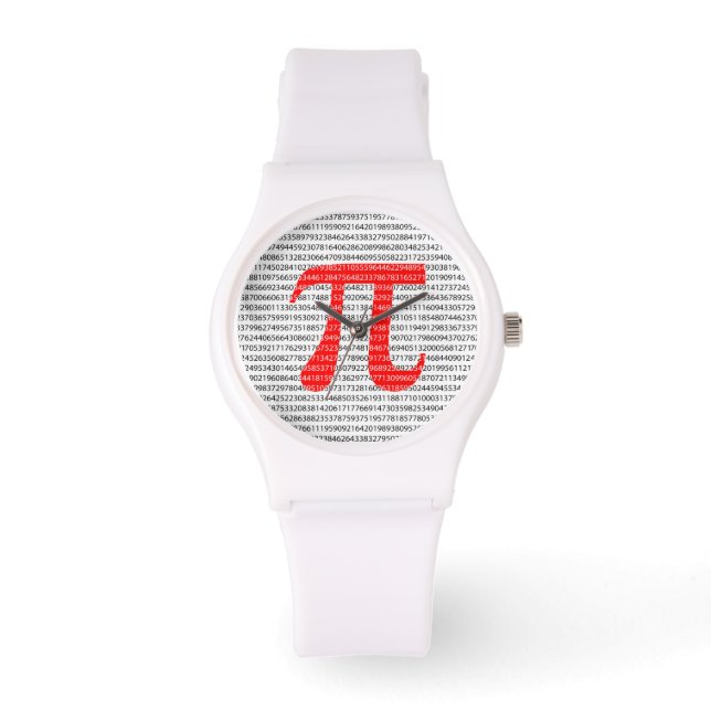 Matematisk symbol med ursprungligt rött nummer pi  armbandsur (Framsida)