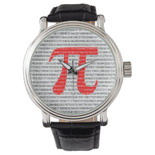 Matematisk symbol med ursprungligt rött nummer pi armbandsur
