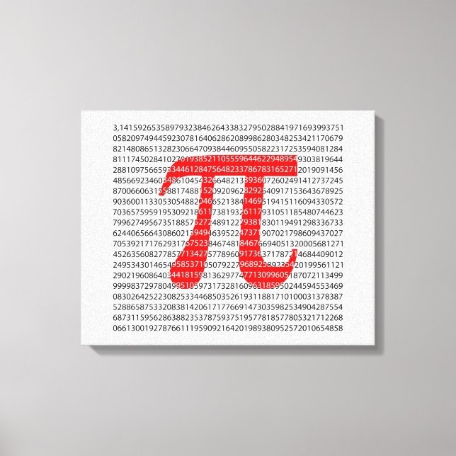 Matematisk symbol med ursprungligt rött nummer pi  canvastryck (Framsida)