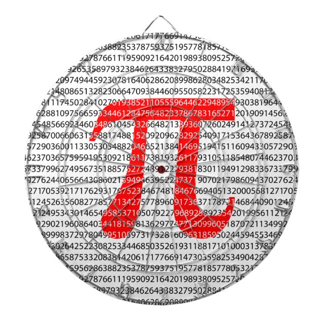 Matematisk symbol med ursprungligt rött nummer pi  darttavla (Framsidan)