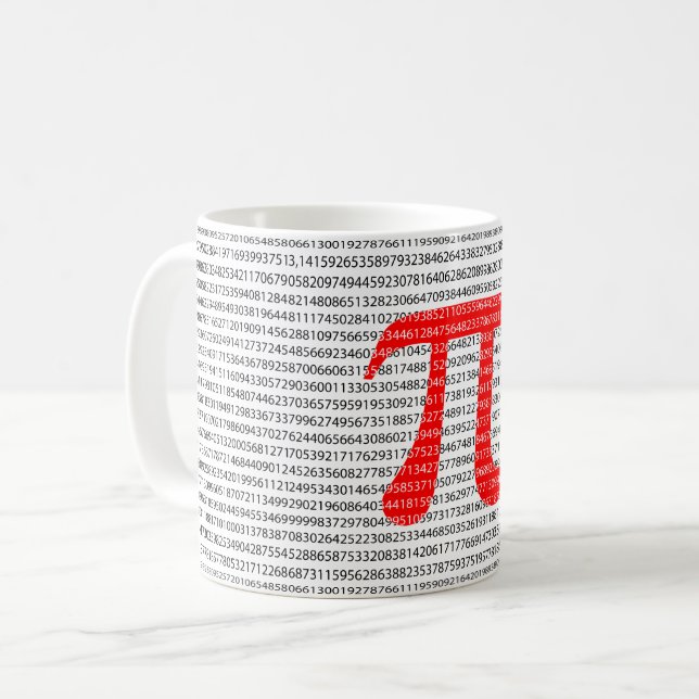 Matematisk symbol med ursprungligt rött nummer pi  kaffemugg (Framsida vänster)