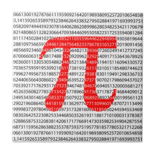 Matematisk symbol med ursprungligt rött nummer pi kakelplatta