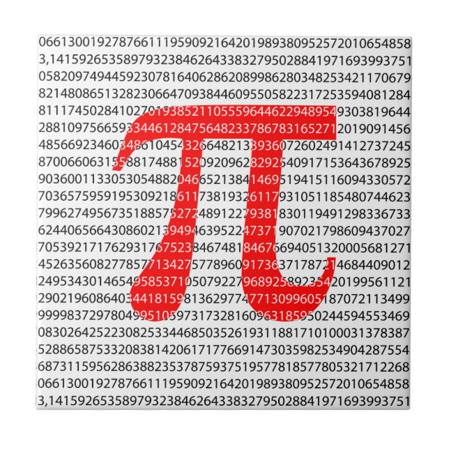 Matematisk symbol med ursprungligt rött nummer pi  kakelplatta (Framsidan)