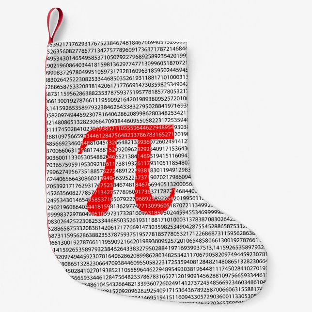Matematisk symbol med ursprungligt rött nummer pi  liten julstrumpa (Framsidan)