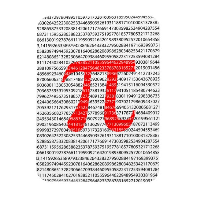 Matematisk symbol med ursprungligt rött nummer pi  magnet (Vertikal)