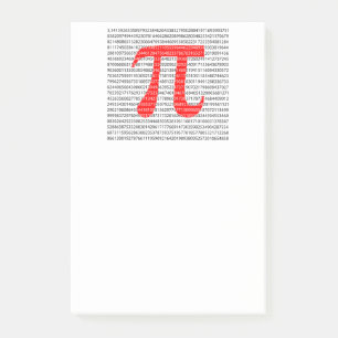 Matematisk symbol med ursprungligt rött nummer pi post-it block