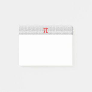 Matematisk symbol med ursprungligt rött nummer pi post-it block