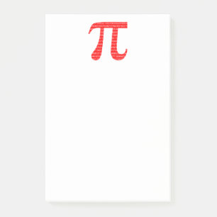 Matematisk symbol med ursprungligt rött nummer pi post-it block