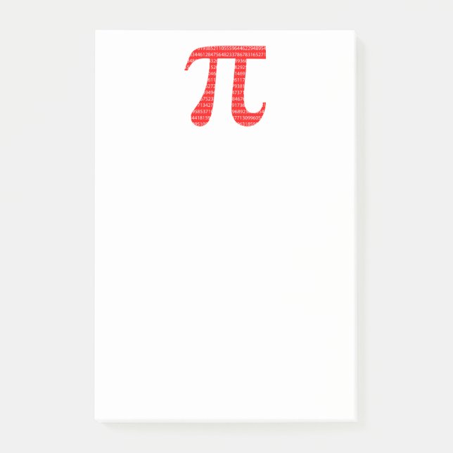 Matematisk symbol med ursprungligt rött nummer pi  post-it block (Framsida)